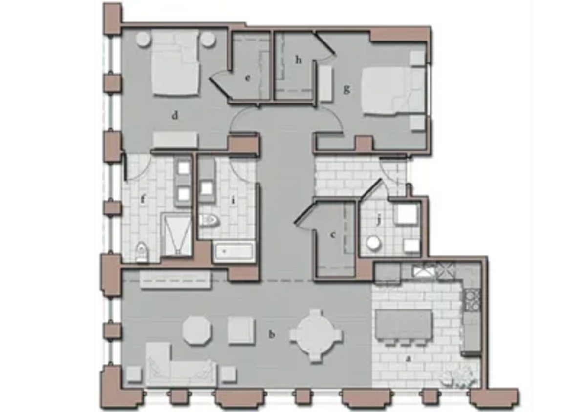 Floor Plan - Signature Series 04 2B/2B 1490sf NE Corner View