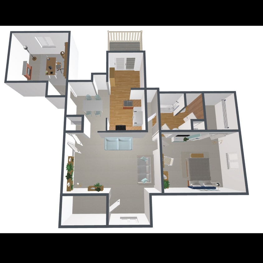 I Floor Plan - 1 Bedroom, 1 Bath - I-C