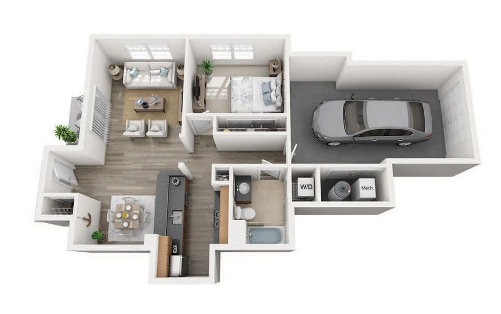 Floor Plan - A1 One Bedroom Townhouse