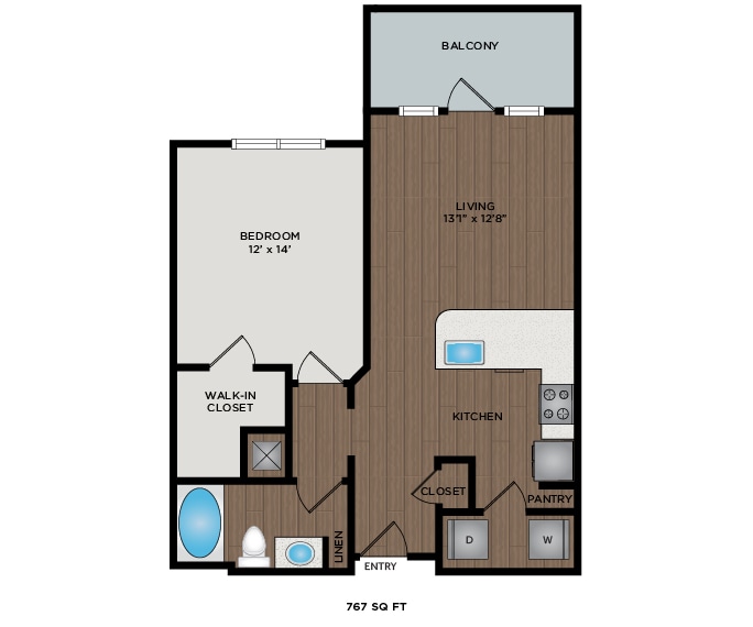 Floor Plan - 767 - 772 Sq Ft