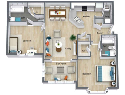 Floor Plan - The Edisto with Sunroom RENO