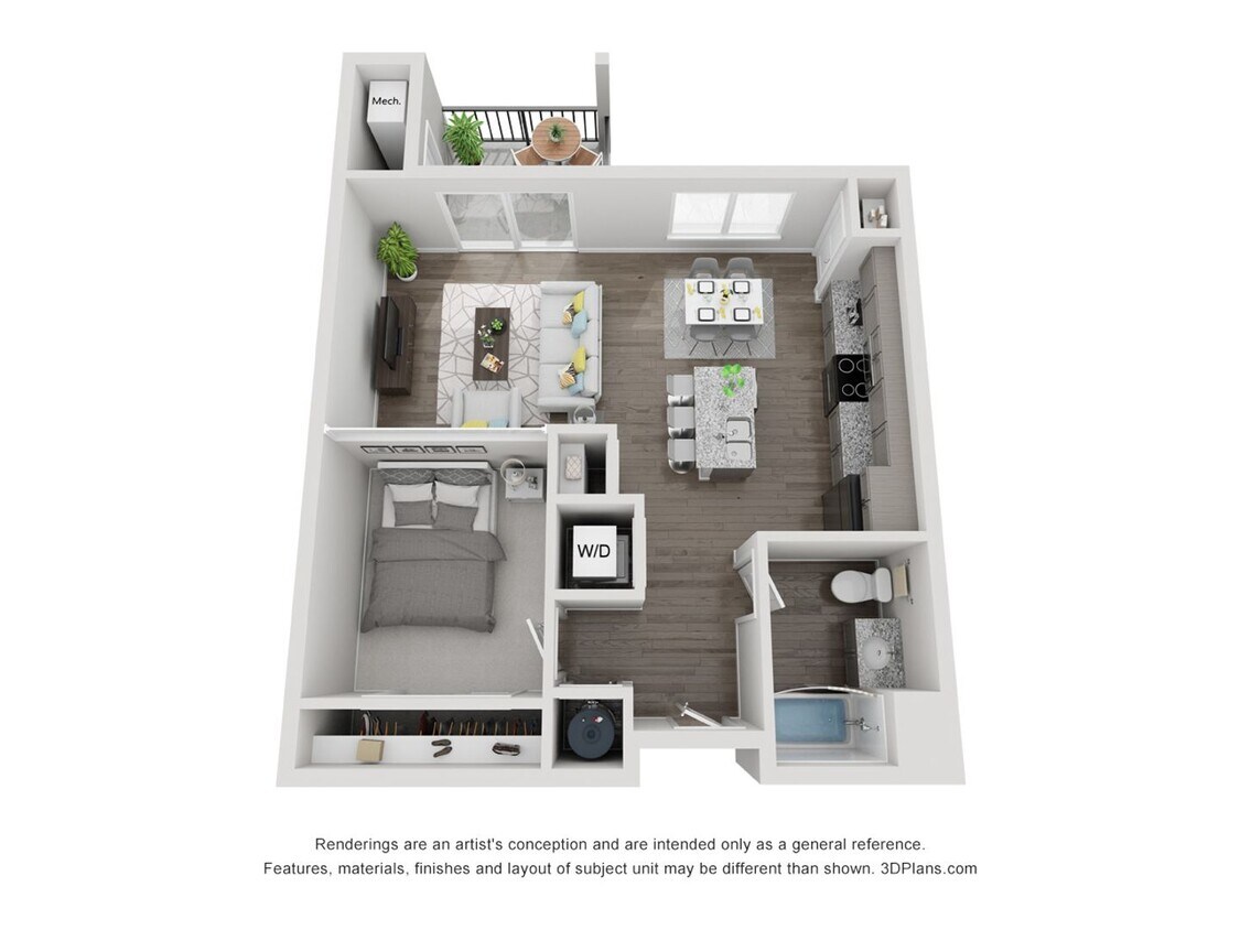 Floor Plan - 1 Bedroom 1 Bath - 746