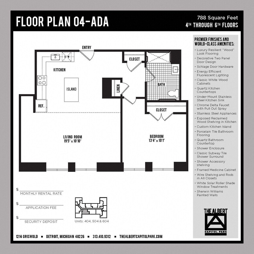 Floor Plan - 1 Bedroom Unit - ADA