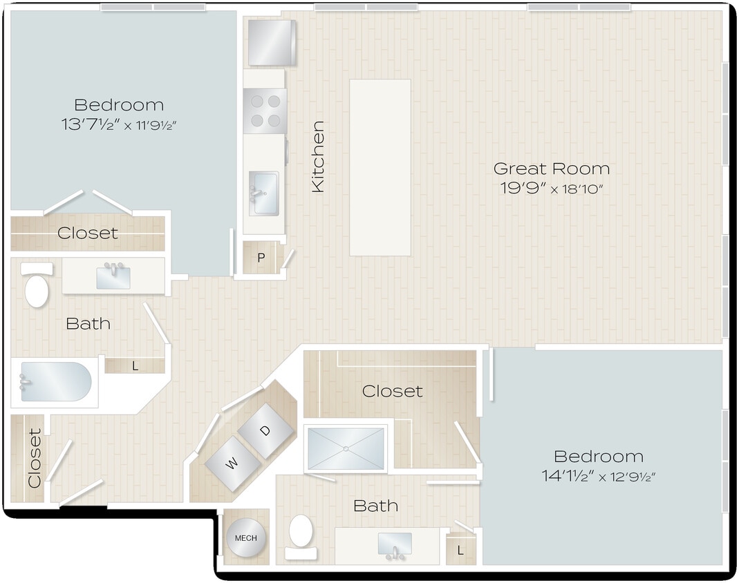 Surge Floor Plan 2 bedrooms 2 bath 1,799 sq ft - Surge