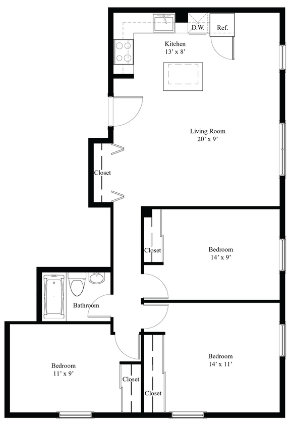 Camelot3Bedroom_iijem6 - 3 Bedroom 1 Bath