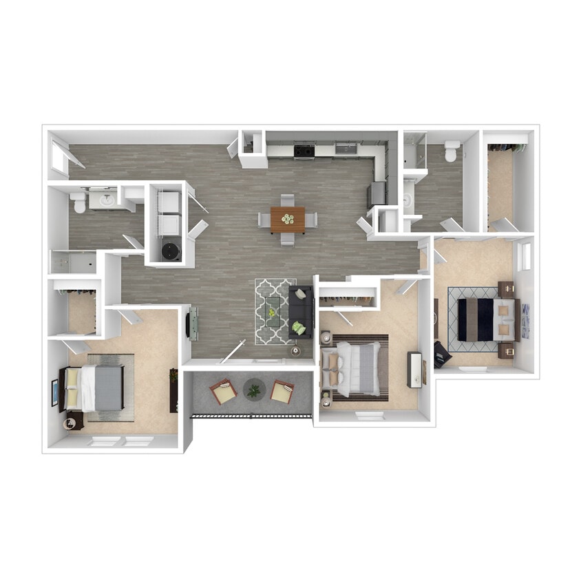 Floor Plan - 3 bedroom/2 bath, corner unit