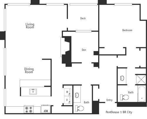 Floor Plan - 1 Bed Penthouse City