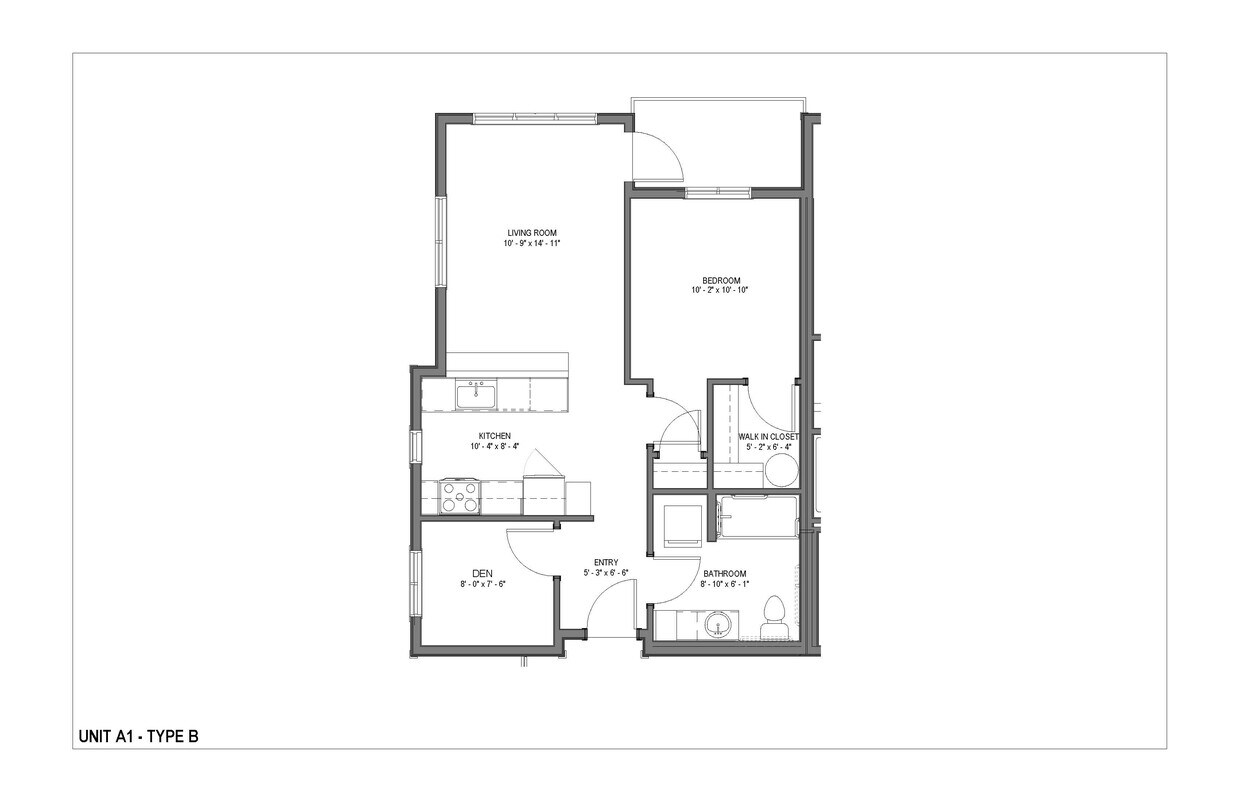 Floor Plan - 1-Bedroom Den