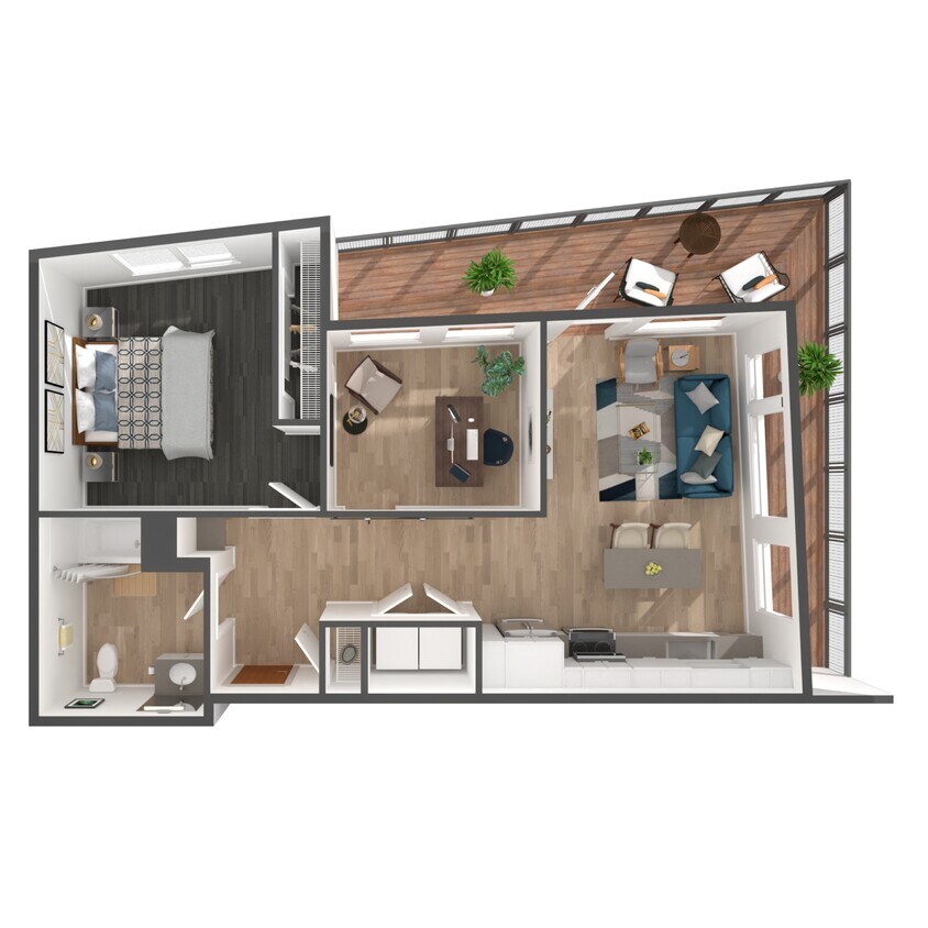 Floor Plan - 1 Bed/1 Bath Live/Work 2 Story