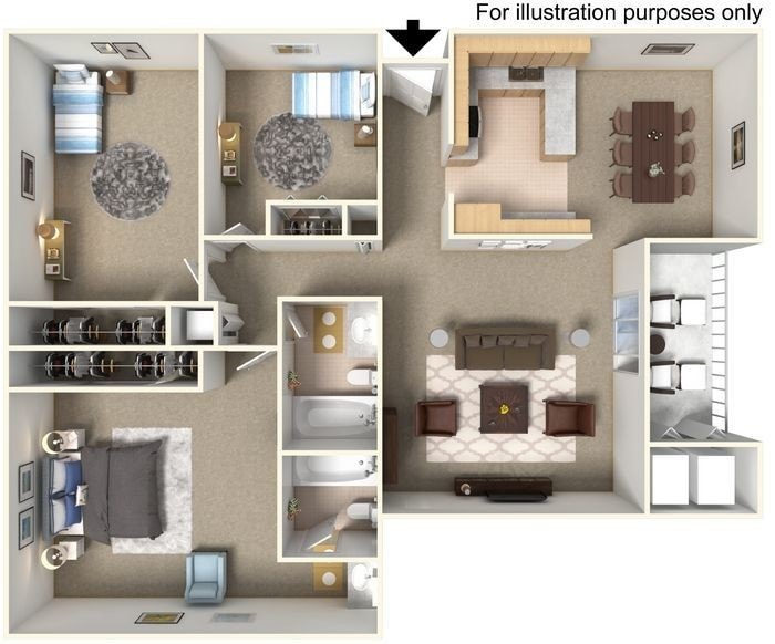 Floor Plan - 3 Bed 2 Bath