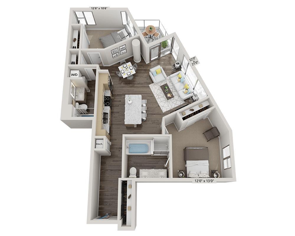 Floor Plan - Two Bedroom B2V