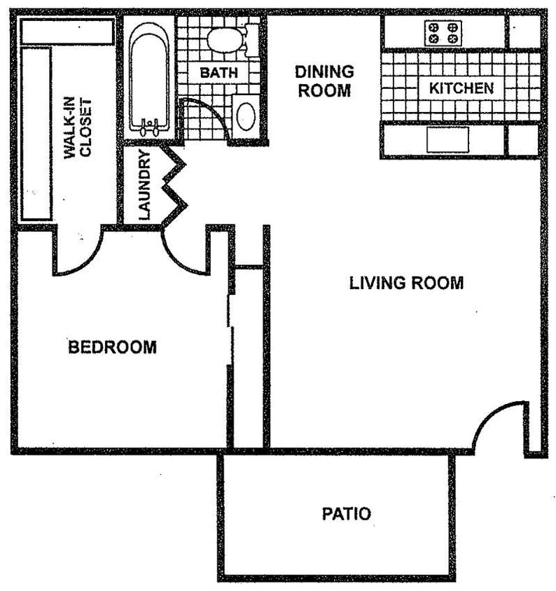 Floor Plan - 1 Bed 1 Bath