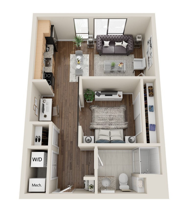 AA1 floor plan Flats on D - AA1