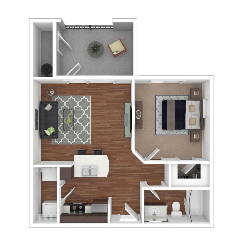 Floor Plan - 1 Bed 1 Bath 766 SqFt (658 Net)