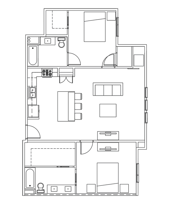 Floor Plan - 2 Bed, 2 Bath