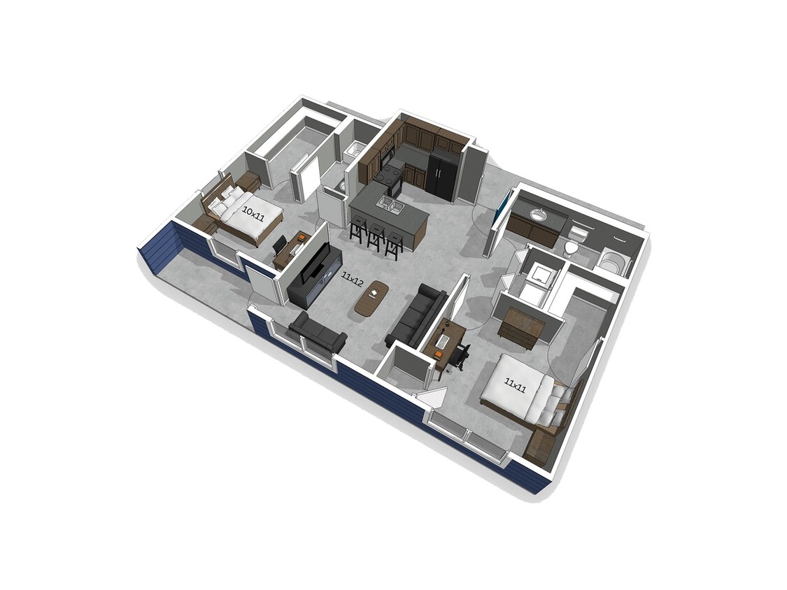 Floor Plan - Furnished - 2 Bedroom
