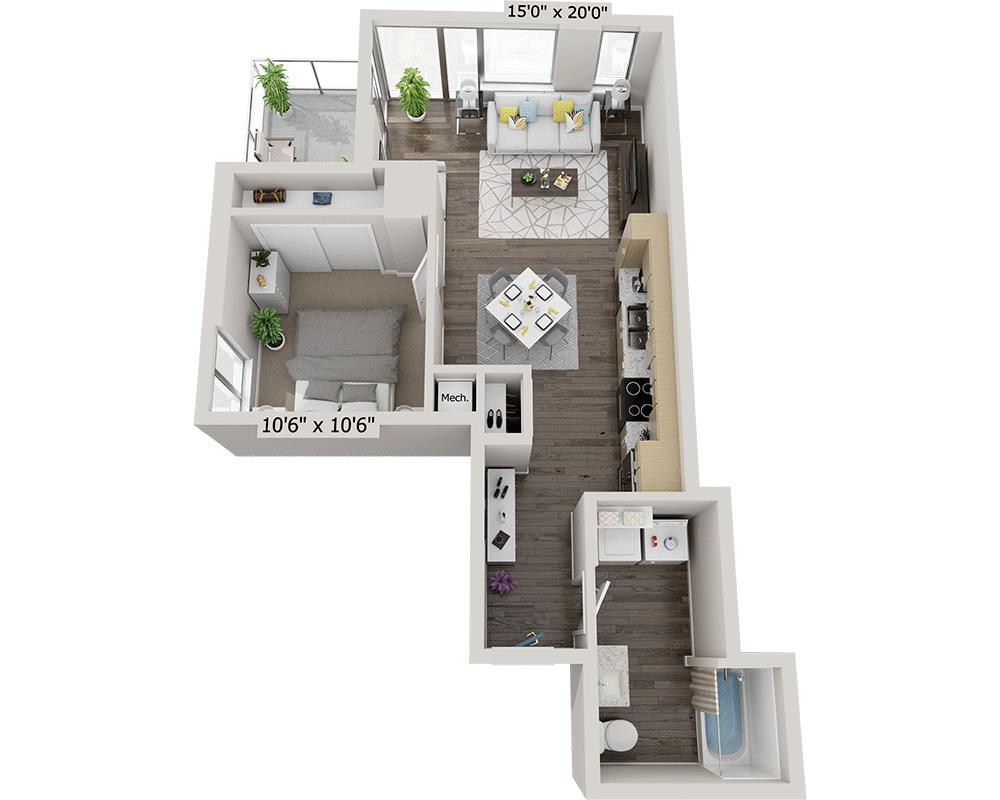 Floor Plan - One Bedroom A1S