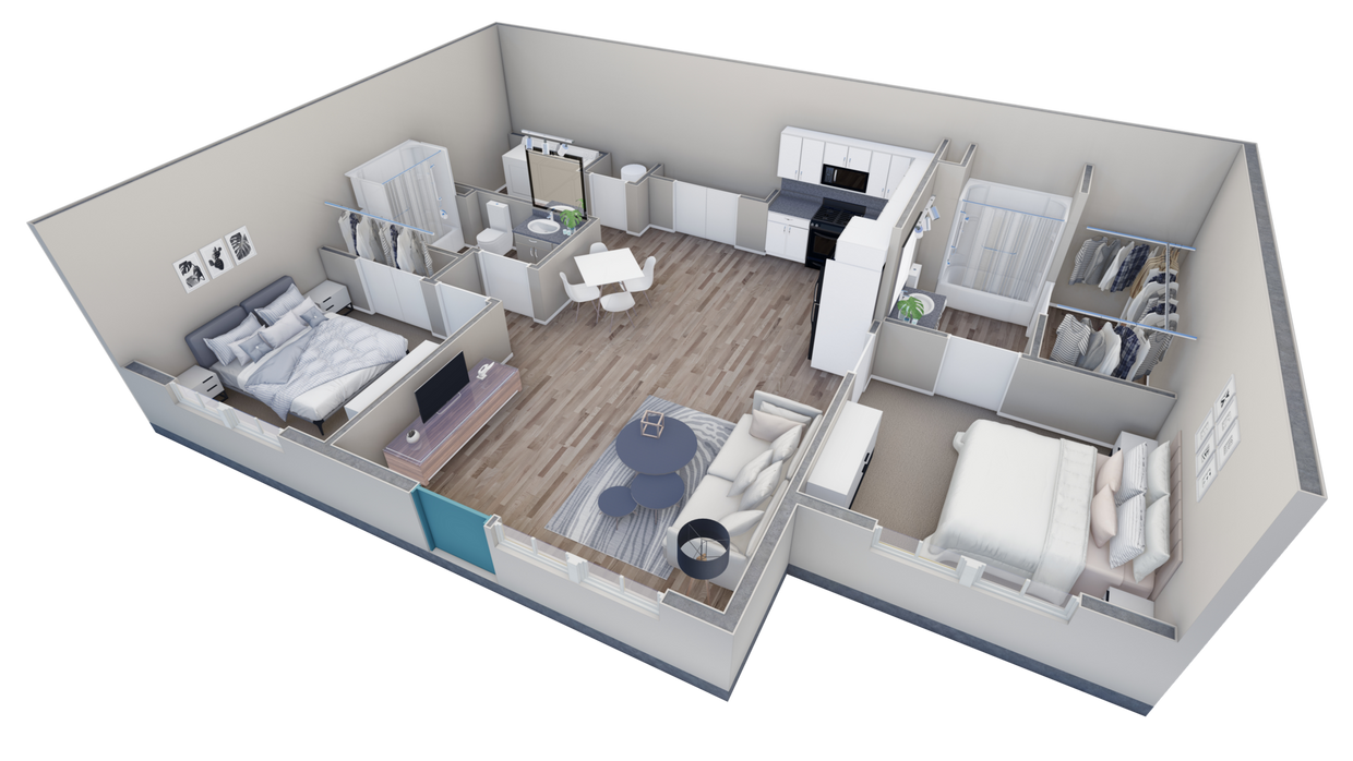 Floor Plan - 2-2 BR Retreat Courtyard
