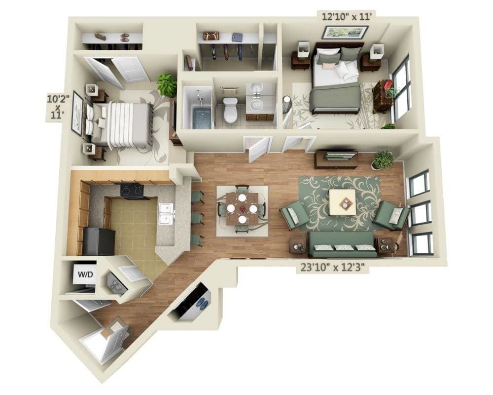 Floor Plan - 1 BEDROOM TOWER (A1OD)
