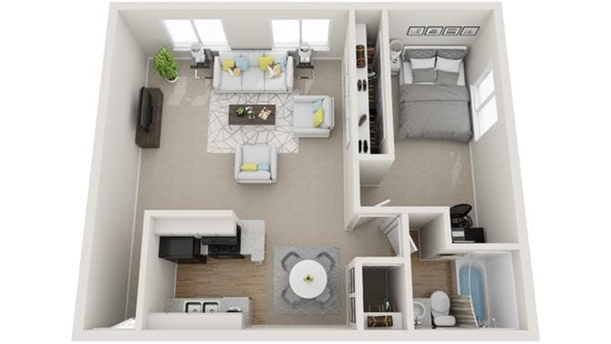 Floor Plan - One Bedroom One Bath A