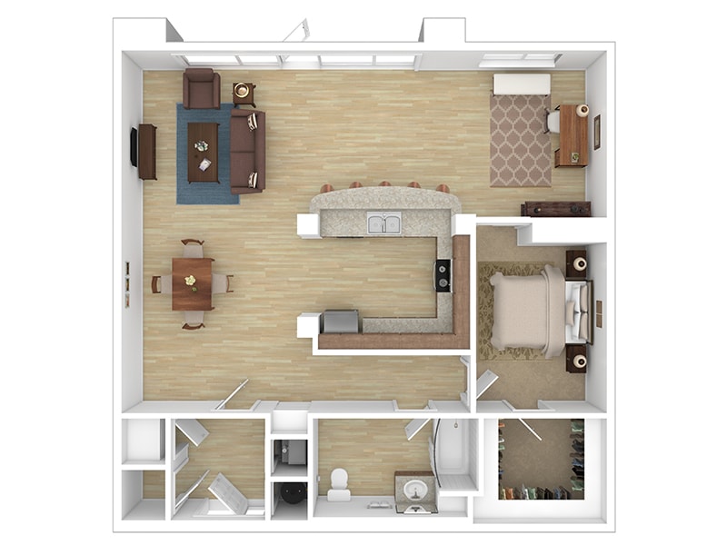 Floor Plan - 1 Bedroom - 1214