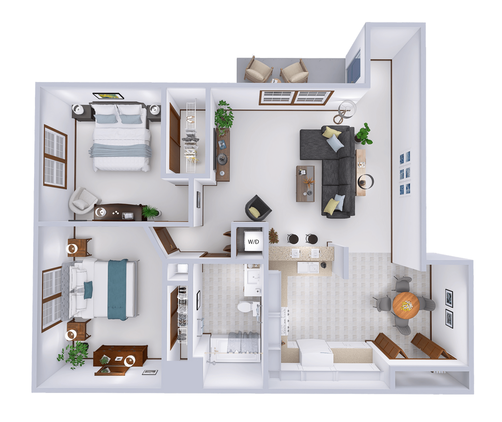 Floor Plan - Phase 3 - 2 Bed, 1 Bath Lower