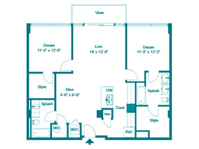 Electric PH - Two Bedroom Two Bath (1178 SF)