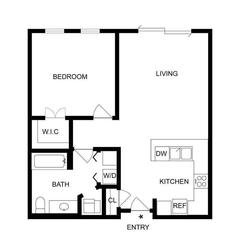 Hampton | 1-Bedroom Floorplan - Hampton