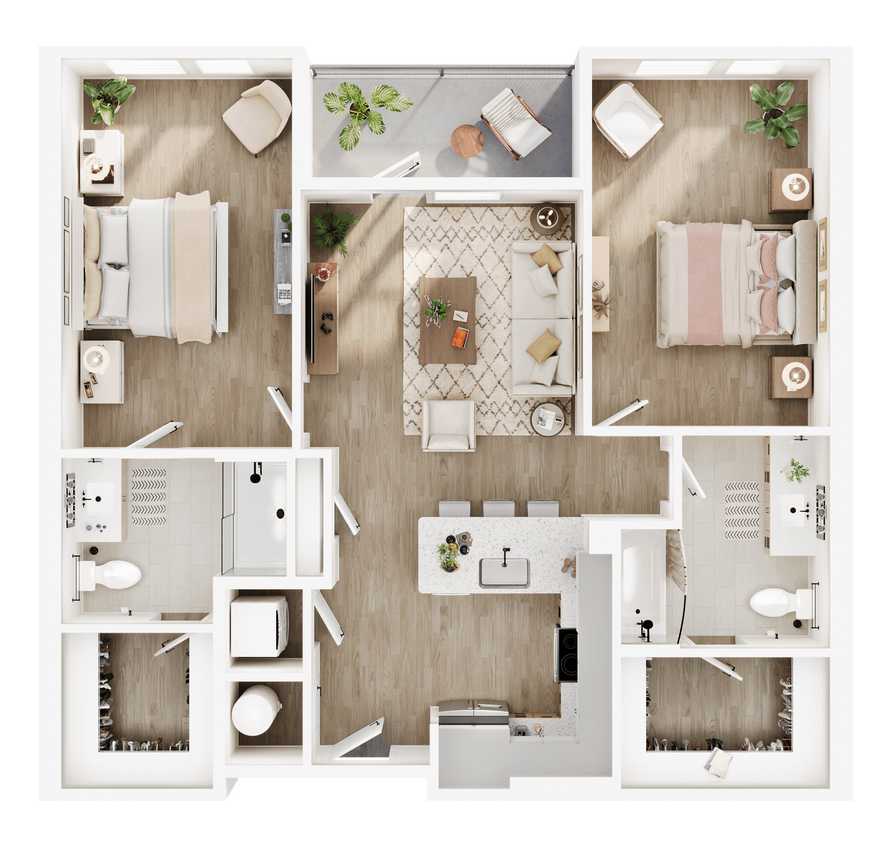 Floor Plan - OLD CHARLIE Two Bed Two Bath