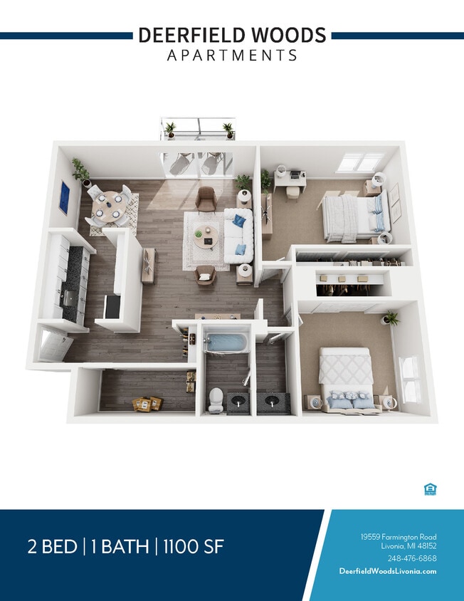 Floor Plan - 2 Bedroom 1.5 Bathroom