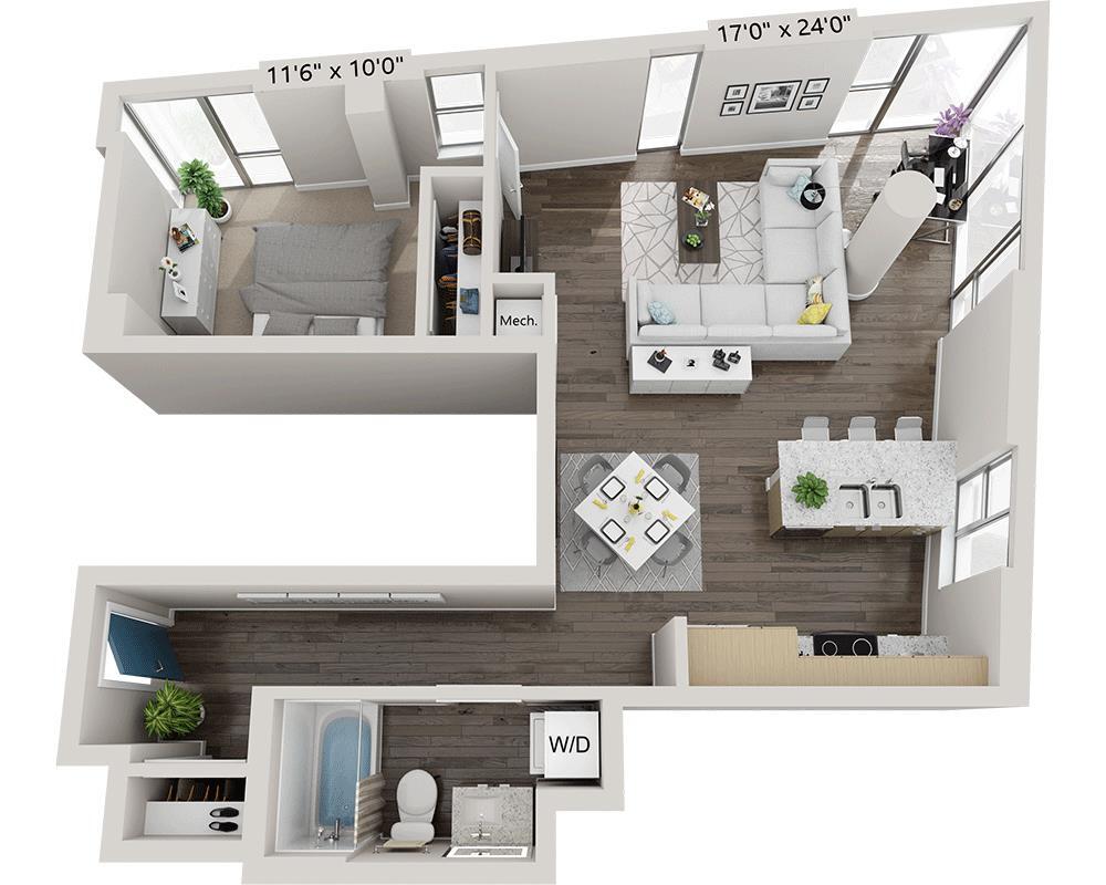 Floor Plan - One Bedroom A1AA