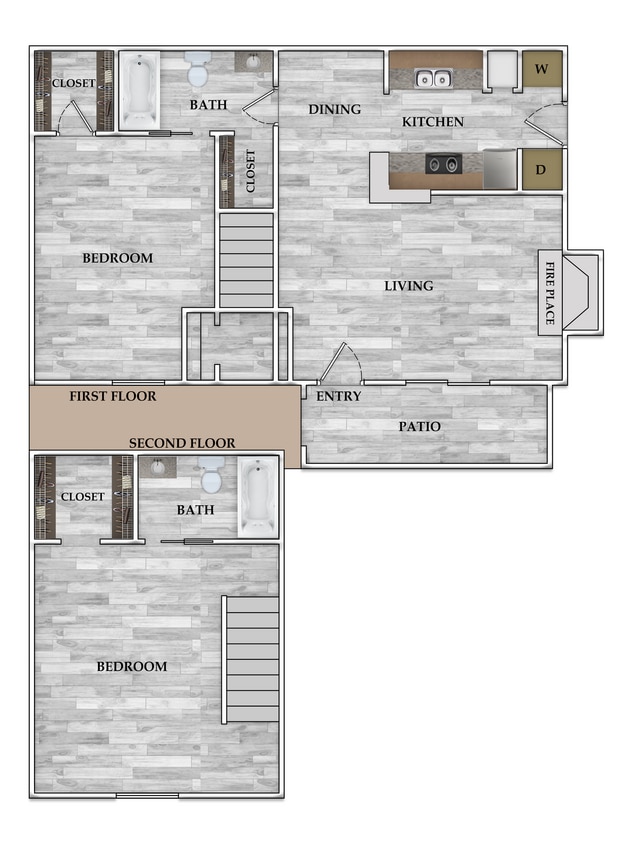 1019 SF - 2x2 1019 SF