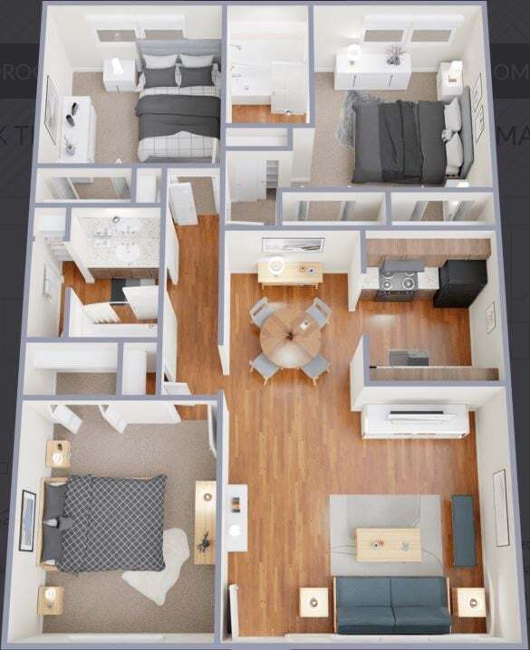 Floor Plan - 3 Bedrooms, 2 Bathrooms