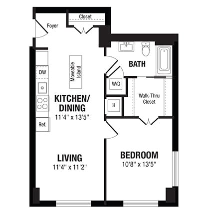 Floor Plan - 1 Bed/1 Bath-A10