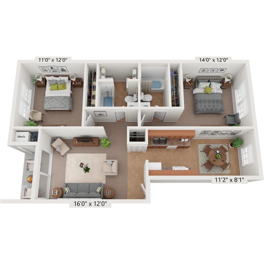 Floor Plan - Cedar - Affordable-LIHTC
