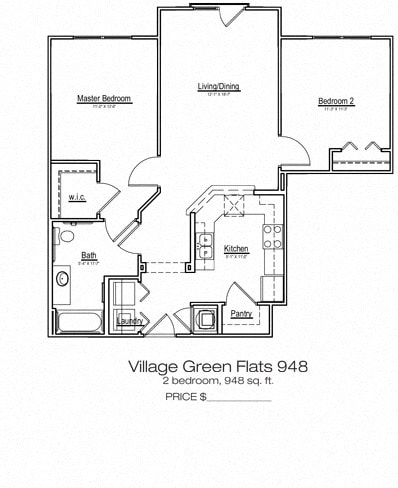 Floor Plan - Village Green Flats 948