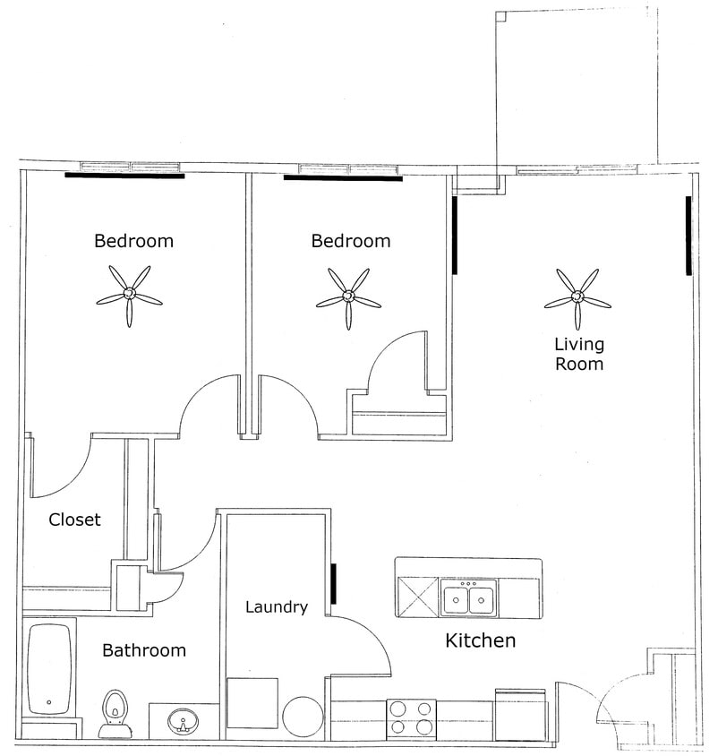 Floor Plan - 2 Bed / 1 Bath