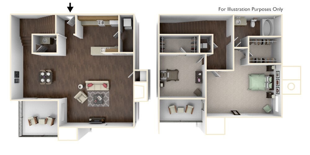 Floor Plan - 2 Bedroom Townhome