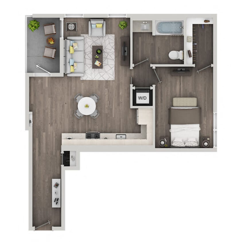 Floor Plan - 1BD, 1BTH G