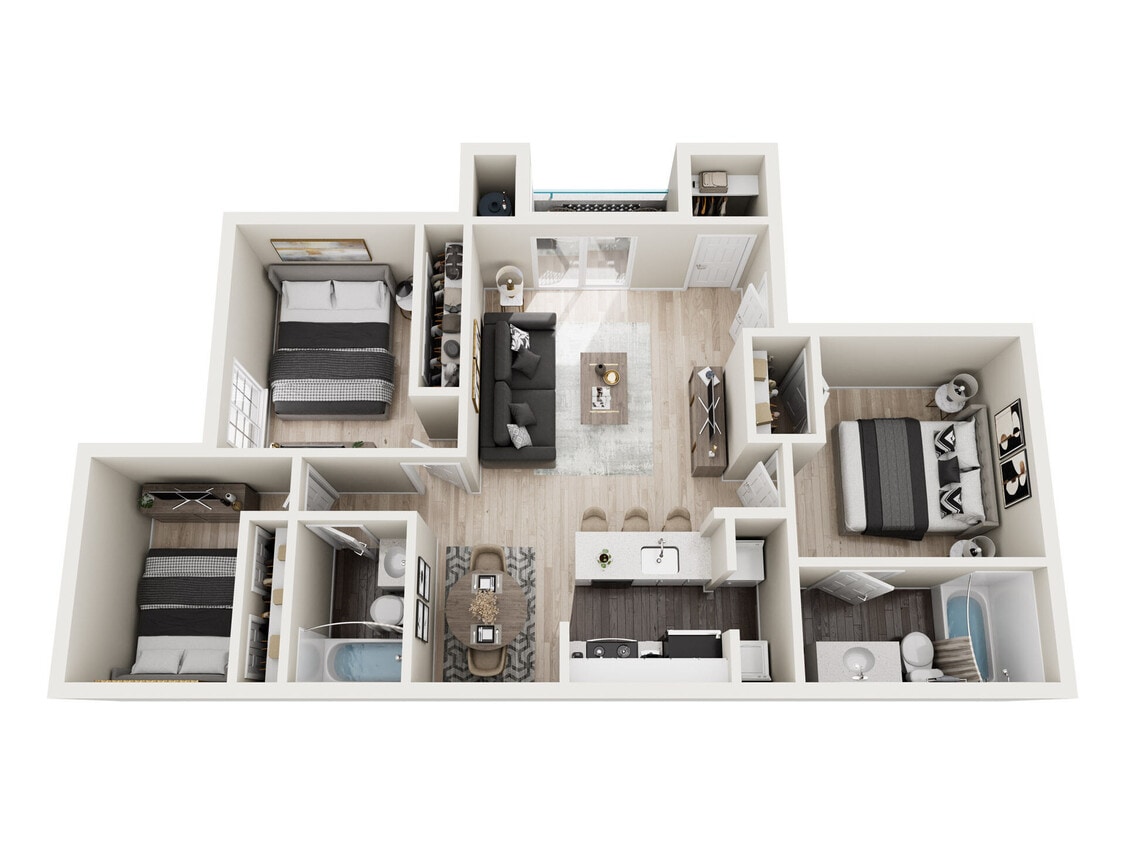 Floor Plan - Three Bedrooms Two Bathrooms A