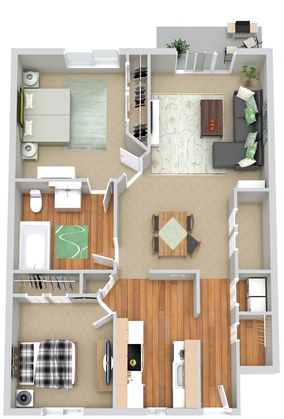 Floor Plan - 2 Beds | 1 Bath