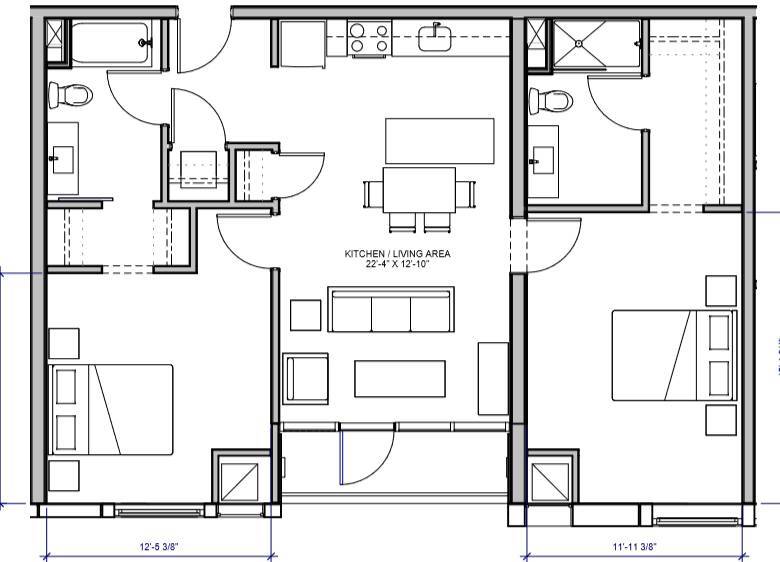 Floor Plan - 2 Bed/2 Bath-D2B