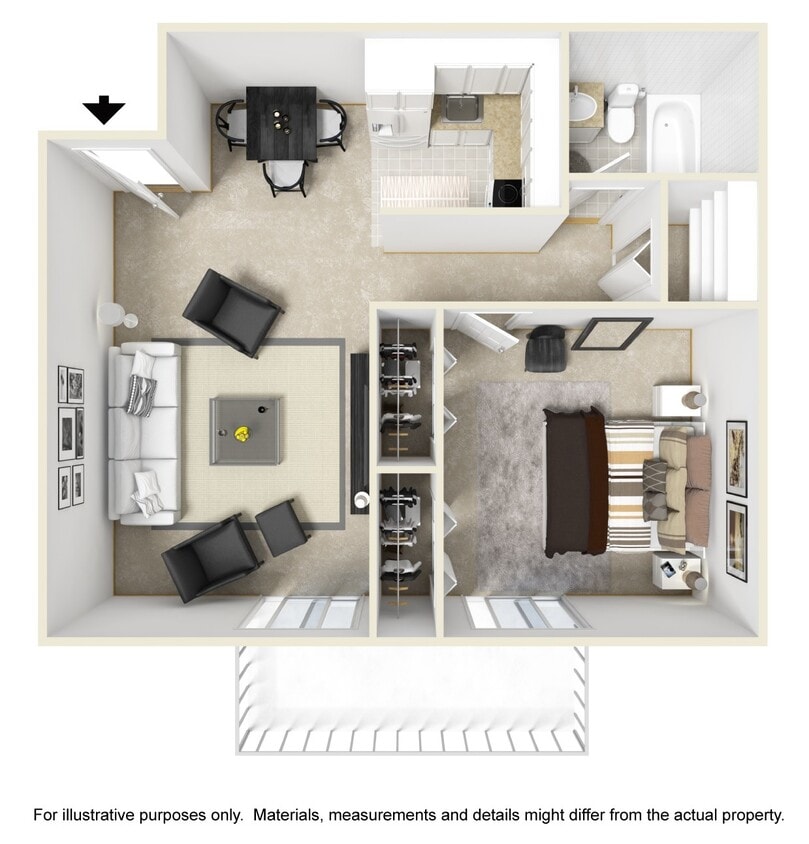 Floor Plan - 1 Bedroom 1 Bathroom