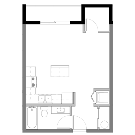 Studio D Floorplan - The Luna