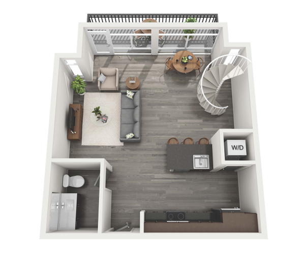 Floor Plan - 1 Bedroom 1.5 Bath - 950 sq. ft.