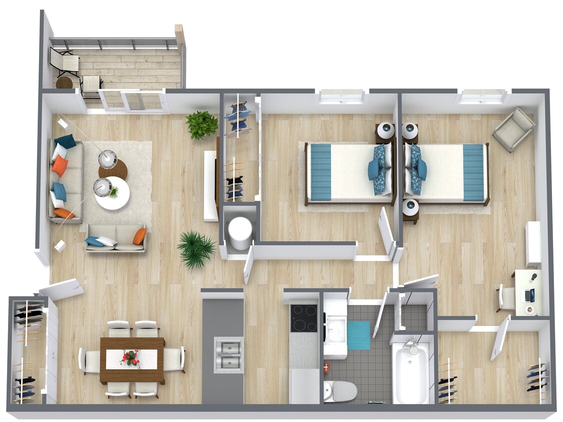 Floor Plan - 2 Bedroom-1Bath