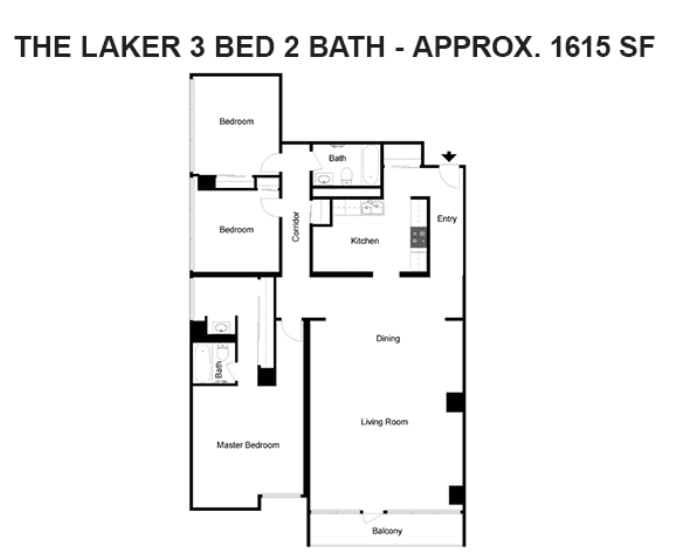 Floor Plan - 3 Bedroom 2 Bath Laker