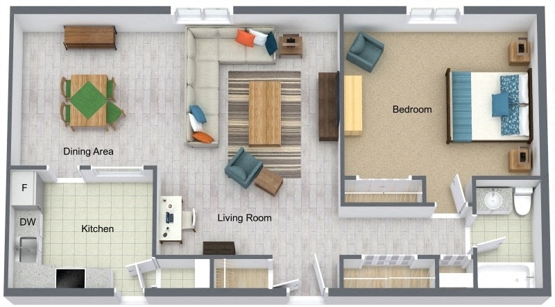 Floor Plan - 1 Bedroom 1 Bath