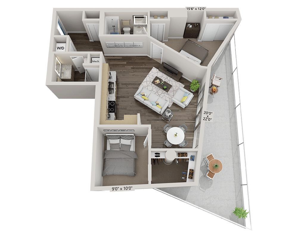 Floor Plan - Two Bedroom B2F