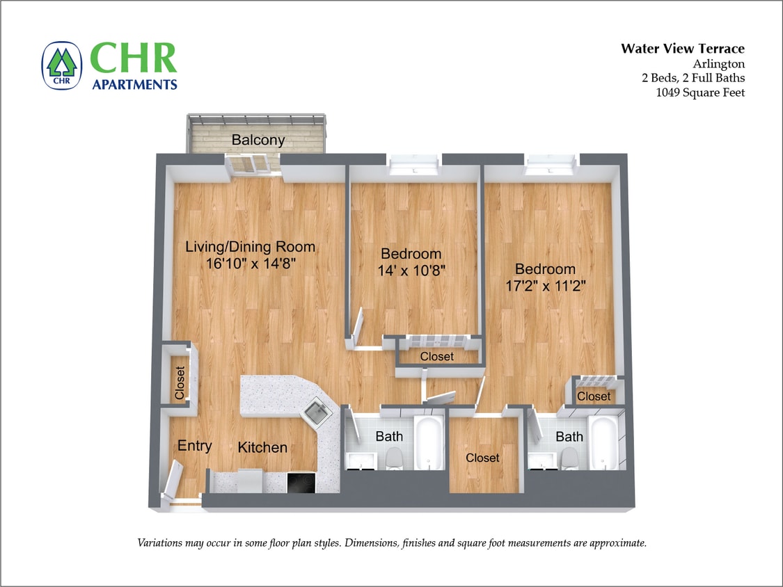 Floor Plan - 2 Bed/2 Bath with Walk-in Closet